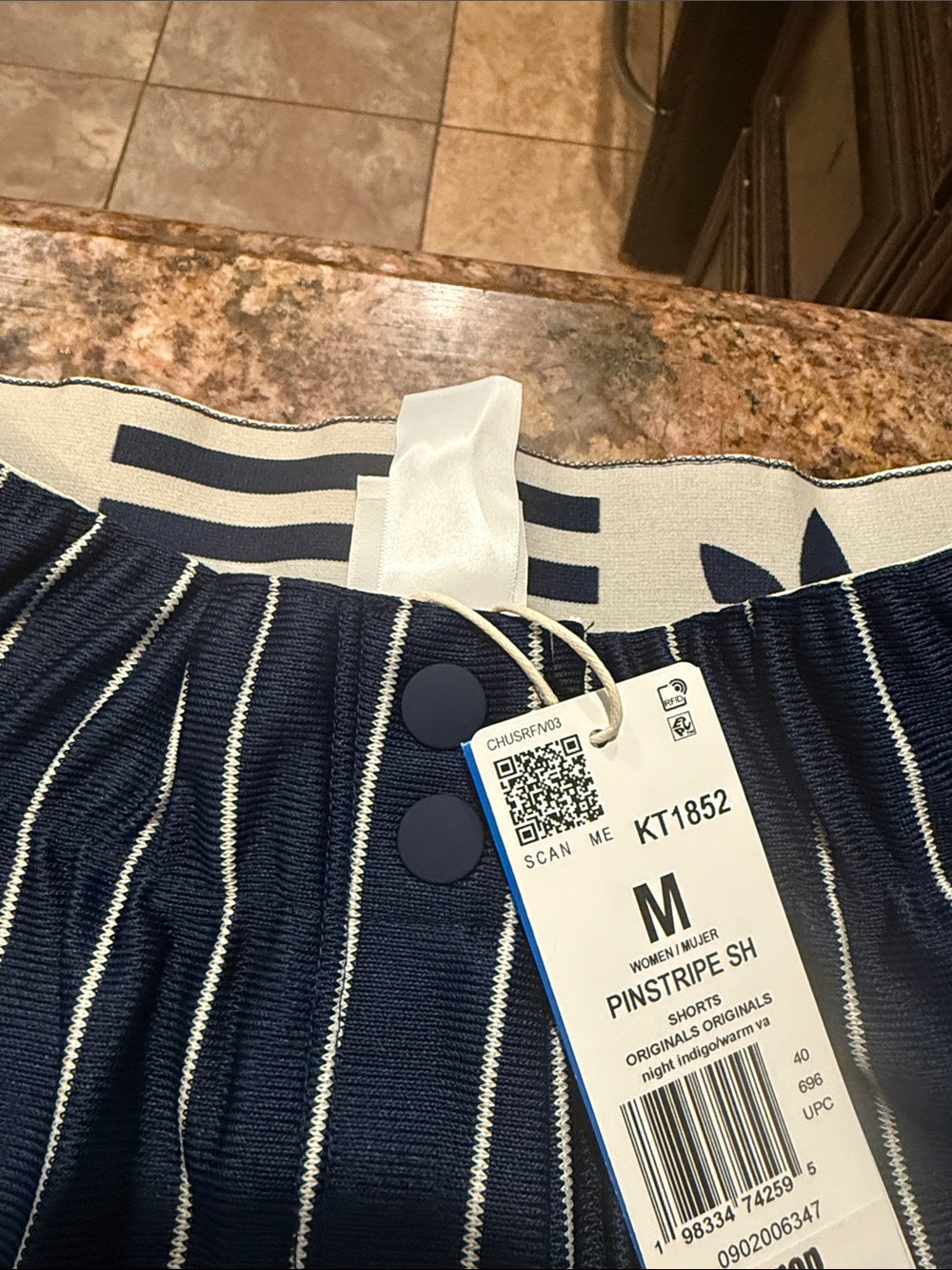 adidas Navy Blue Striped Retro Running Shorts - Picture 7 of 8